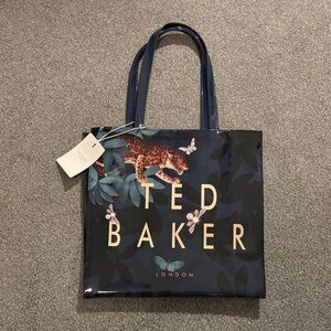 Ted Baker Navy Tote with Leopard and Foliage